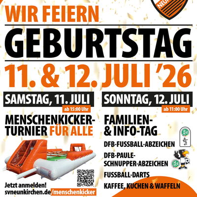 Flyer Geburtstagsfeier SV Neunkirchen – 1 Jahr